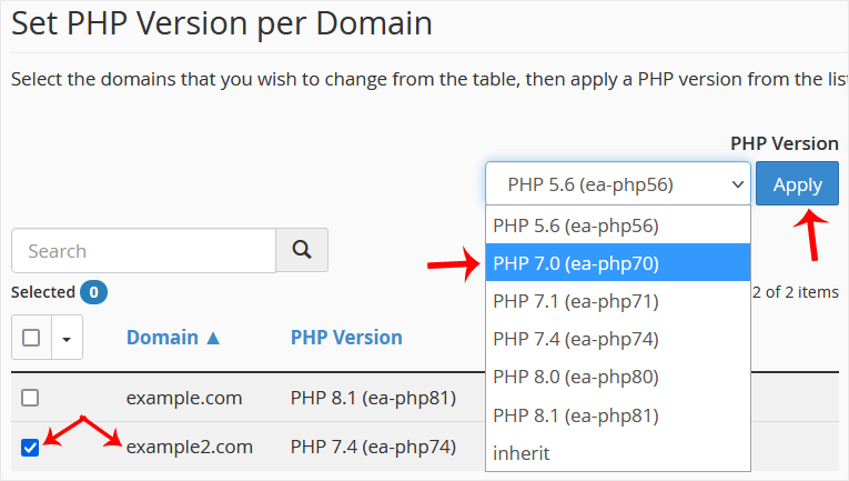 cpanel-multiphp-select-second-domain.gif